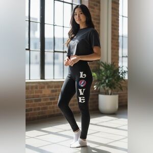 Grateful Dead Steal Your Face Love Graphic Leggings Size S
